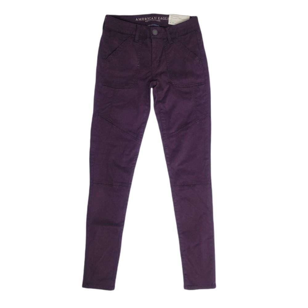 NEW AMERICAN EAGLE long jeans purple super super stretch x ankle jegging 4